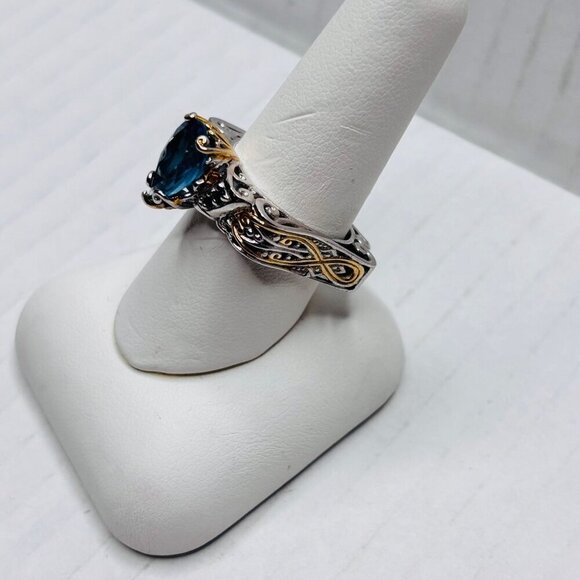 MICHAEL VALITUTTI 18K Gold London Blue Topaz Ring Size 8 - Picture 3 of 8